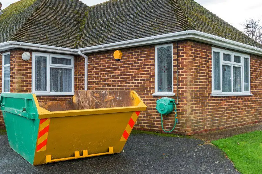 Skip outside house