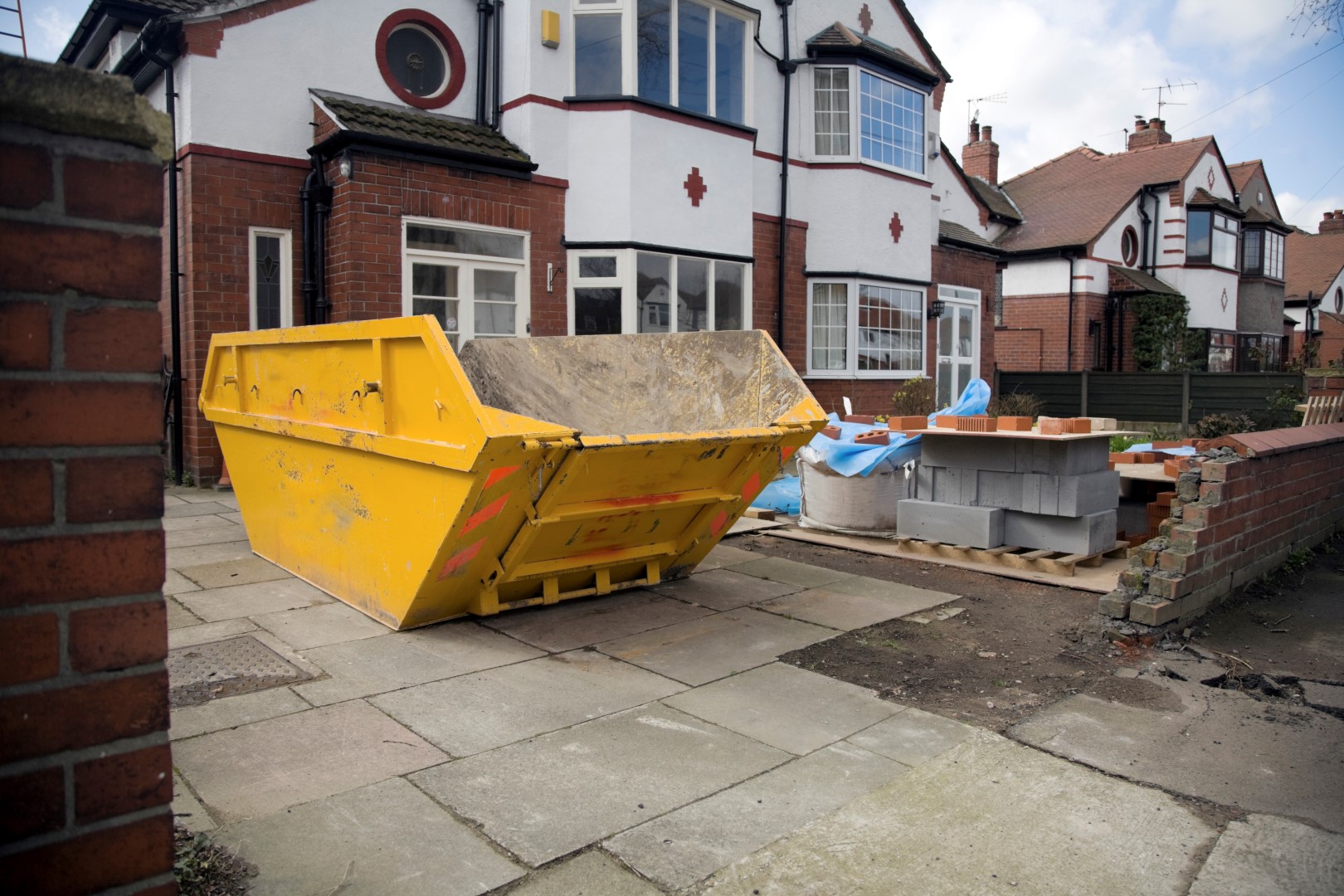 Domestic Skip outside house