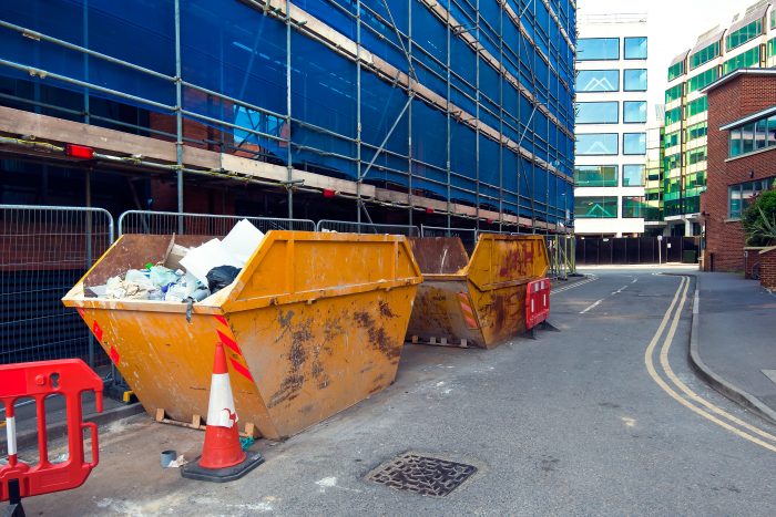 Skip outside building site